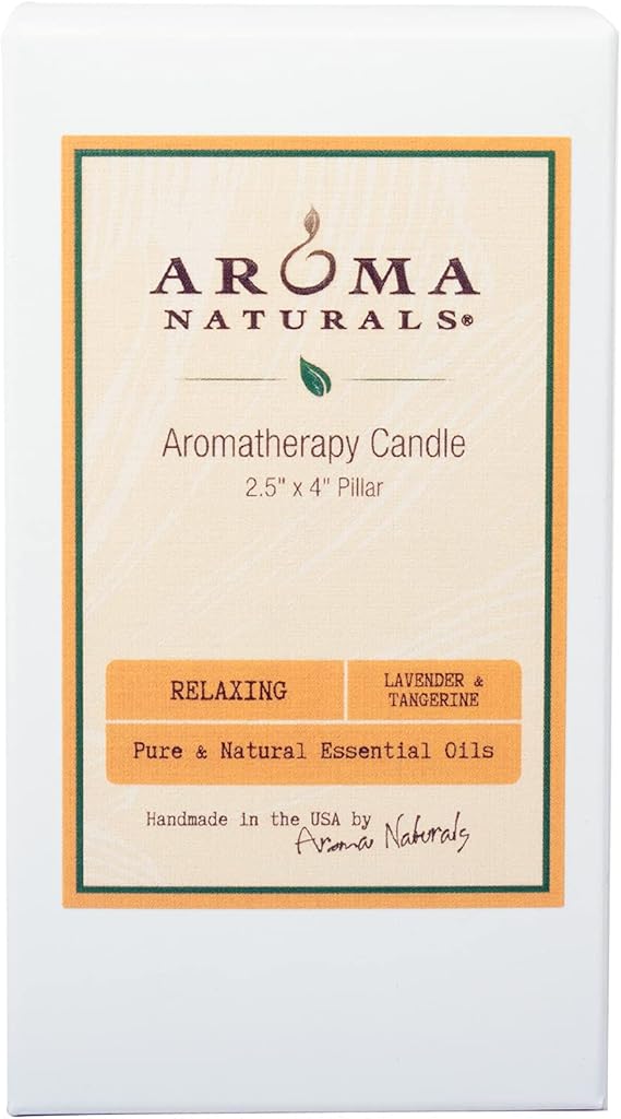 Aroma Naturals Lavender & Tangerine Essential Oil Scented Pillar Candle