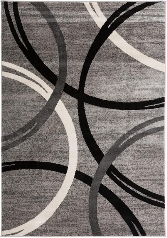 Rugshop Modern Wavy Circles Design Area Rug 5'3" x 7'3" Gray