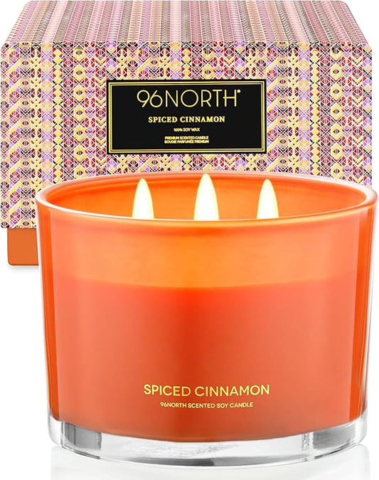 Luxury Spiced Cinnamon Candle Large 3 Wick Jar Candle Up to 50 Hours