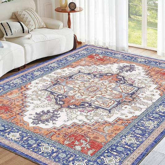 ROCYJULIN 5x7 Area Rugs for Living Room, Low-Pile Faux Wool 5 x 7 Rug